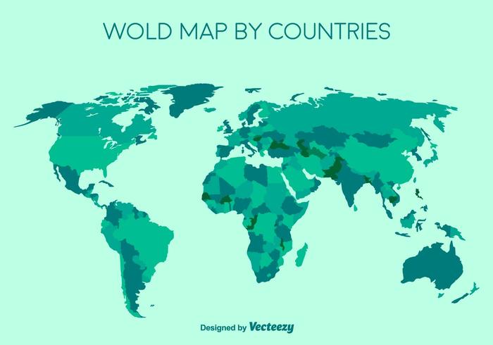 700x490 Vector Detailed Green World Map