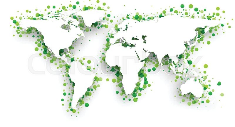 800x435 Green 3d World Map. Vector Paper Illustration. Stock Vector