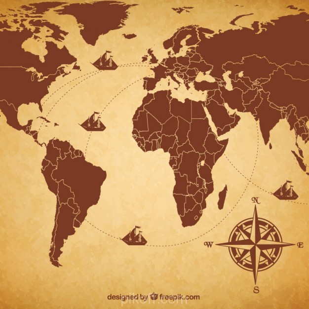 626x626 Ai] Retro World Map Vector Free Download