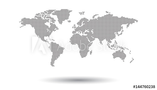 500x286 Dotted Black World Map On White Background. World Map Vector