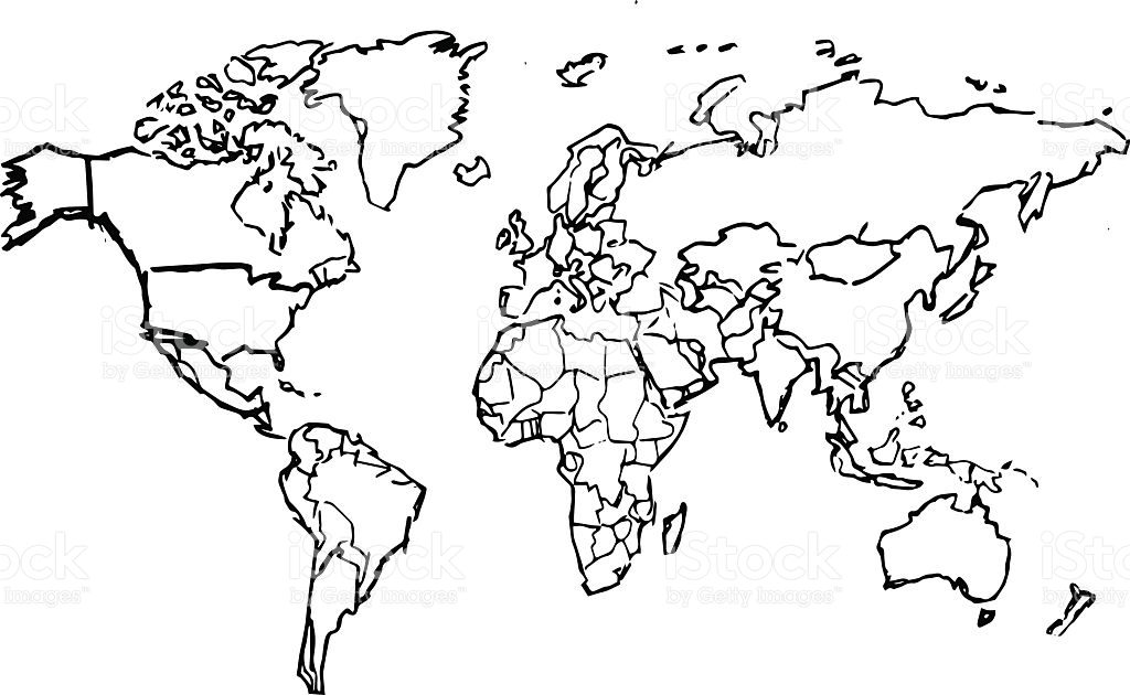1024x630 Maps. Map Of The World Black And White
