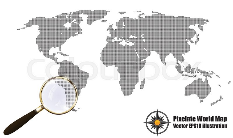 800x475 World Map Silhouette Vector Abstract Pixelated Map Black And White