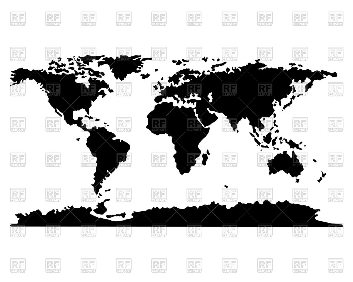 1200x960 World Map Black And White Stock Vector