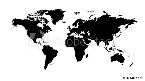 500x278 Blank Black World Map On Isolated White Background. World Map