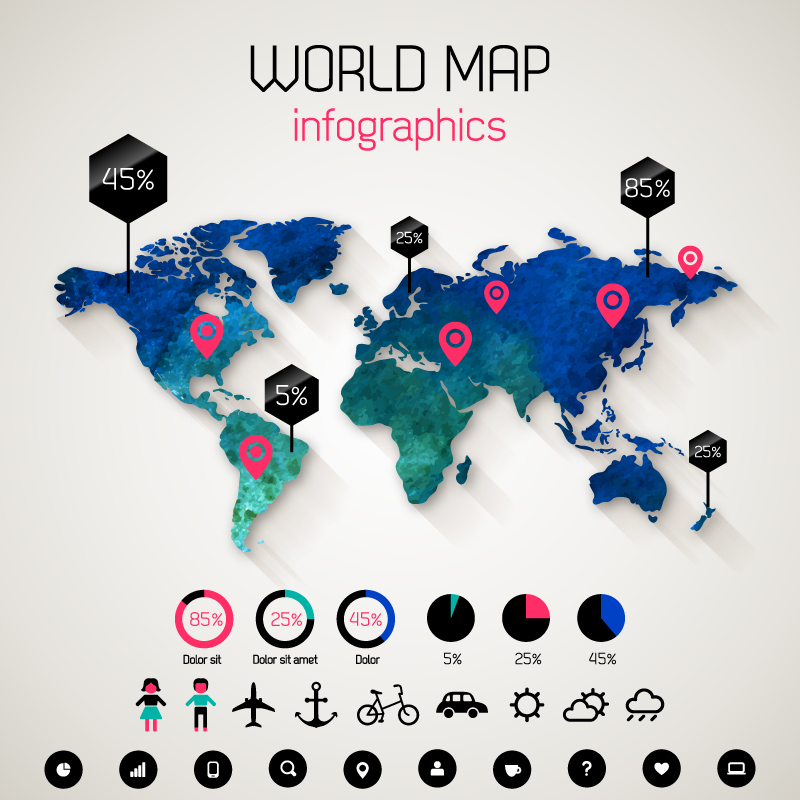 800x800 World Map Infographics Vector Free Vector Graphic Download