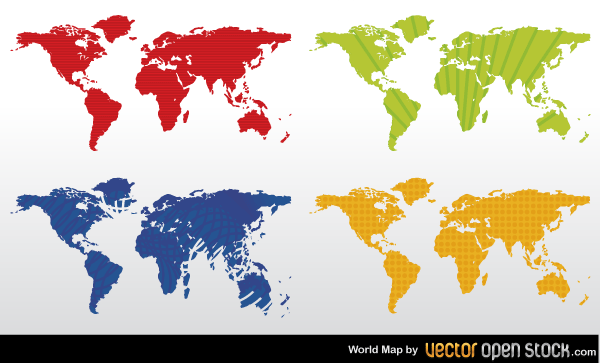 600x363 Color World Map Vector Free 123freevectors