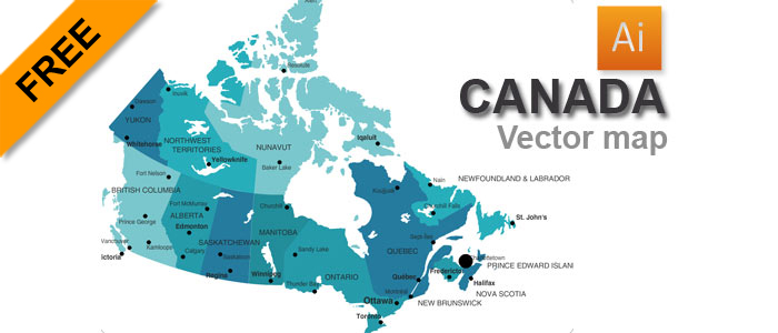 700x300 Canada Map Vector Free Download Emaps World