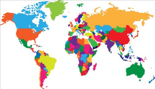 500x289 Color World Map Simple Color World Map Vector 01 Free Download