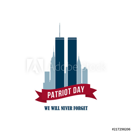 500x500 911 Patriot Day Card With Twins Towers. Usa Patriot Day Banner