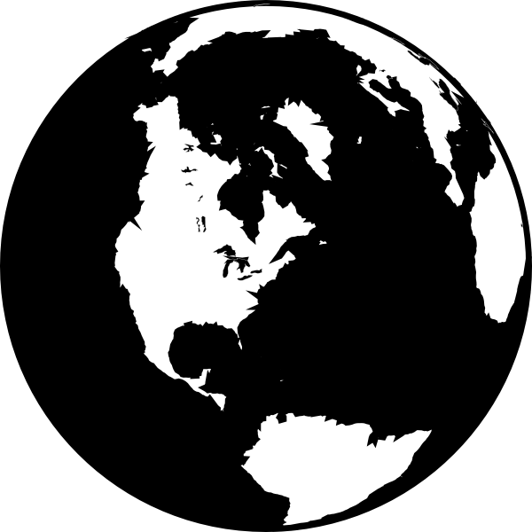 600x600 Black And White Globe Clip Art