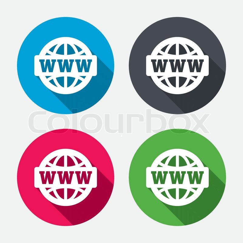 800x800 Www Sign Icon. World Wide Web Symbol. Globe. Circle Buttons With