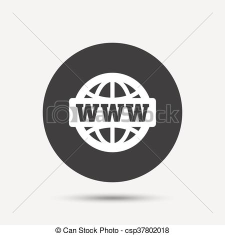 450x470 Www Sign Icon. World Wide Web Symbol. Globe. Gray Circle Button