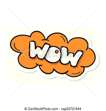450x470 Word Text Orange Wow Vector Image.