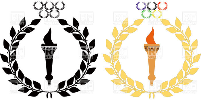 700x350 Symbols Of Olympic Games Torch And Laurel Wreath Vector Image