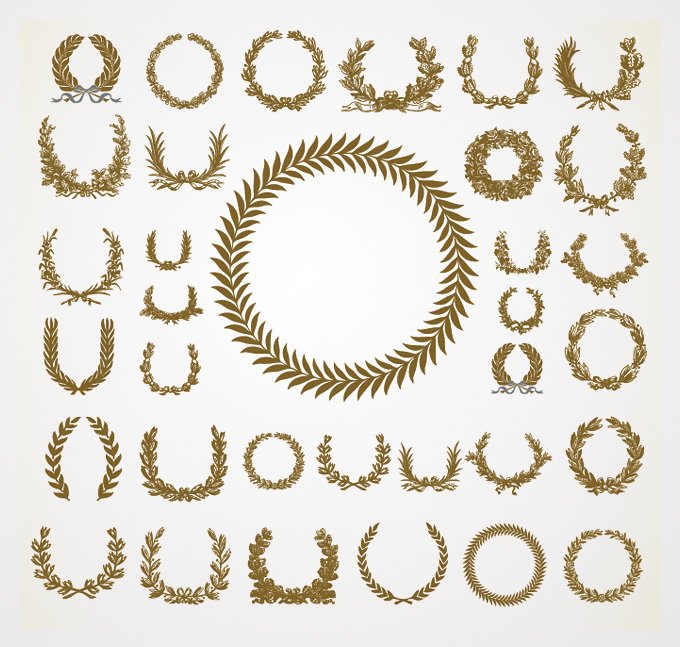 680x647 Free Olive Amp Laurel Wreath Vector Set (Free) Psd Files, Vectors