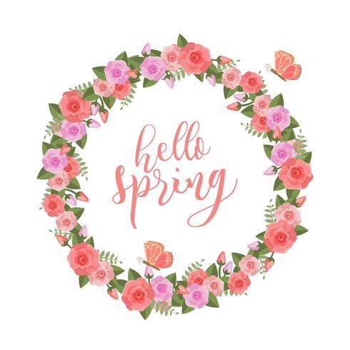 490x490 Floral Spring Wreath Vector