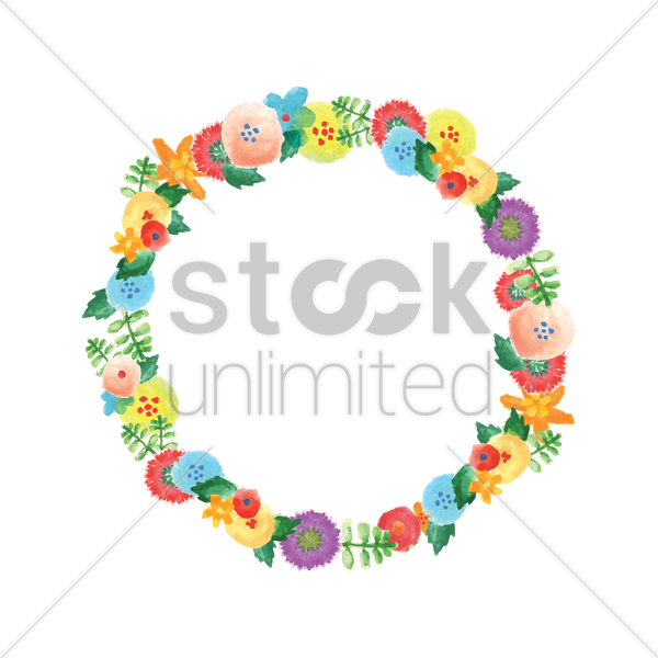 600x600 Floral Wreath Vector Image