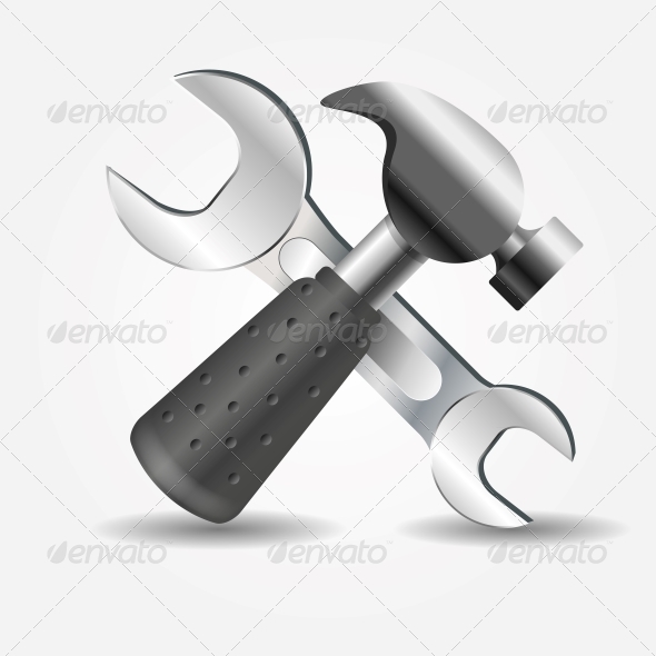 590x590 Hammer And Wrench Icon Vector Illustration By Olegganko Graphicriver