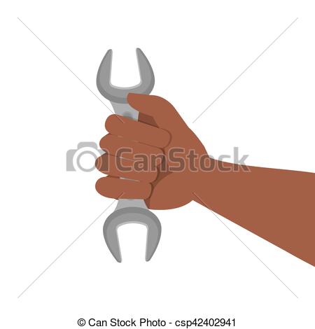 450x470 Hand Human With Wrench Icon Vector Illustration Design.