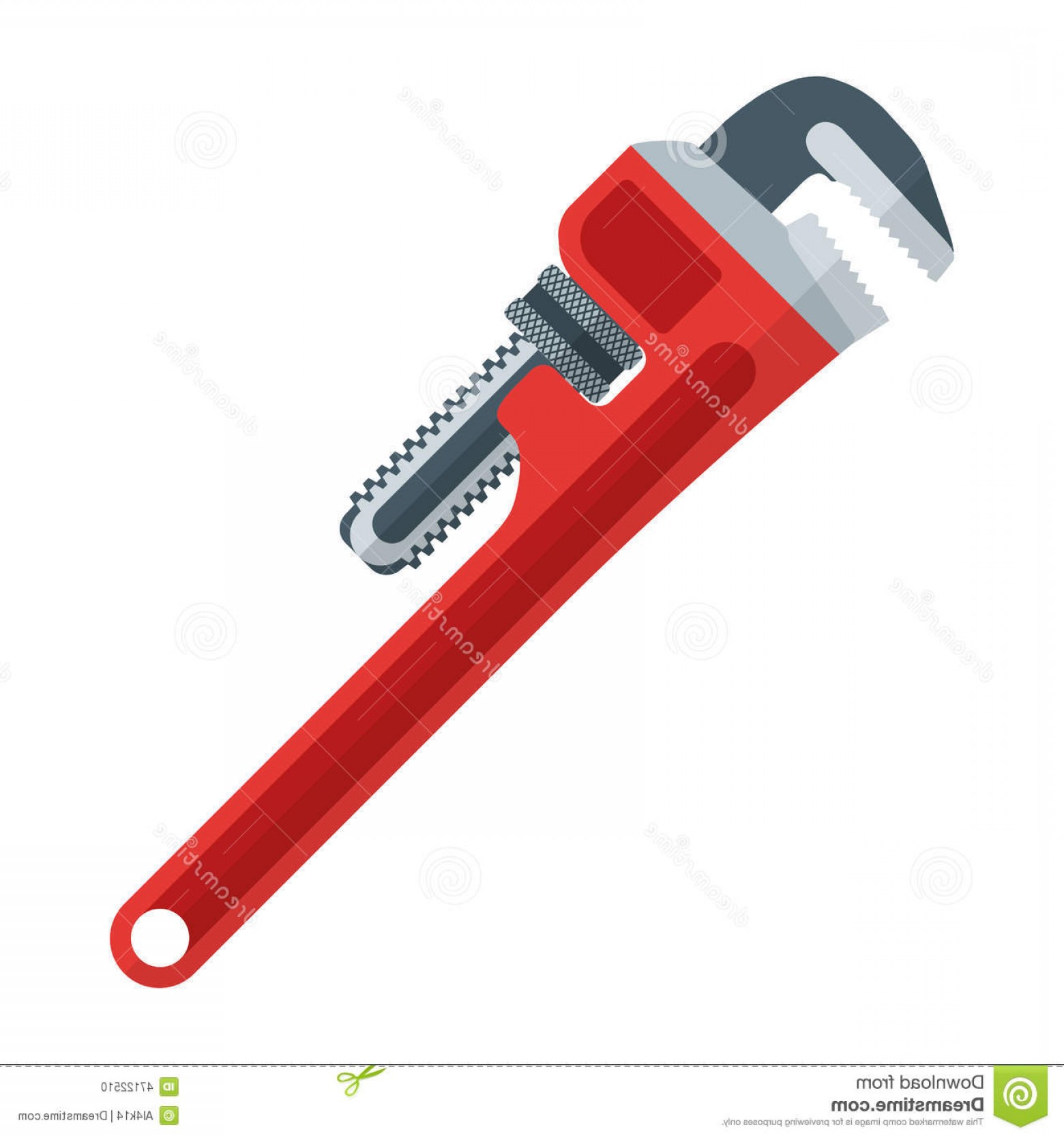 1560x1668 Stock Illustration Flat Design Red Pipe Wrench Vector Outline
