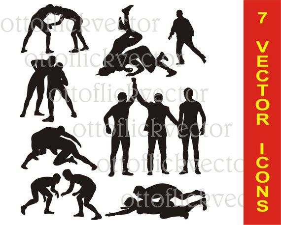 570x458 Wrestling Vector Silhouettes Clipart Eps Ai Cdr Png Jpg Etsy