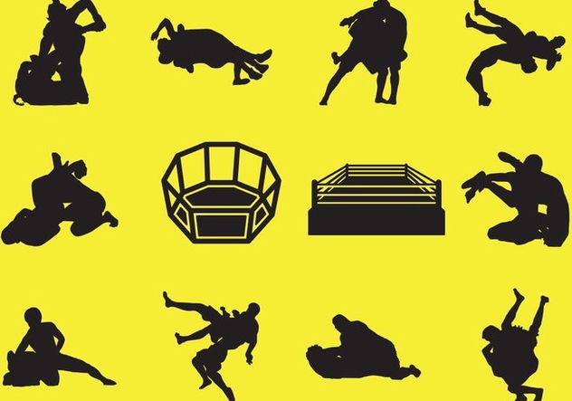 632x443 Silhouette Of Wrestling Free Vector Download 413421 Cannypic