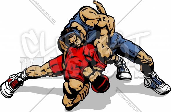 590x387 Wrestling Clipart Graphic Vector Cartoon
