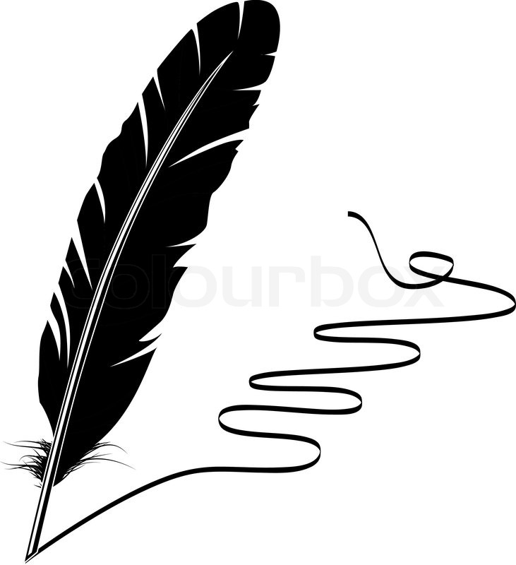 731x800 Vector Mohochrome Writing Old Feather And Flourish Stock Vector