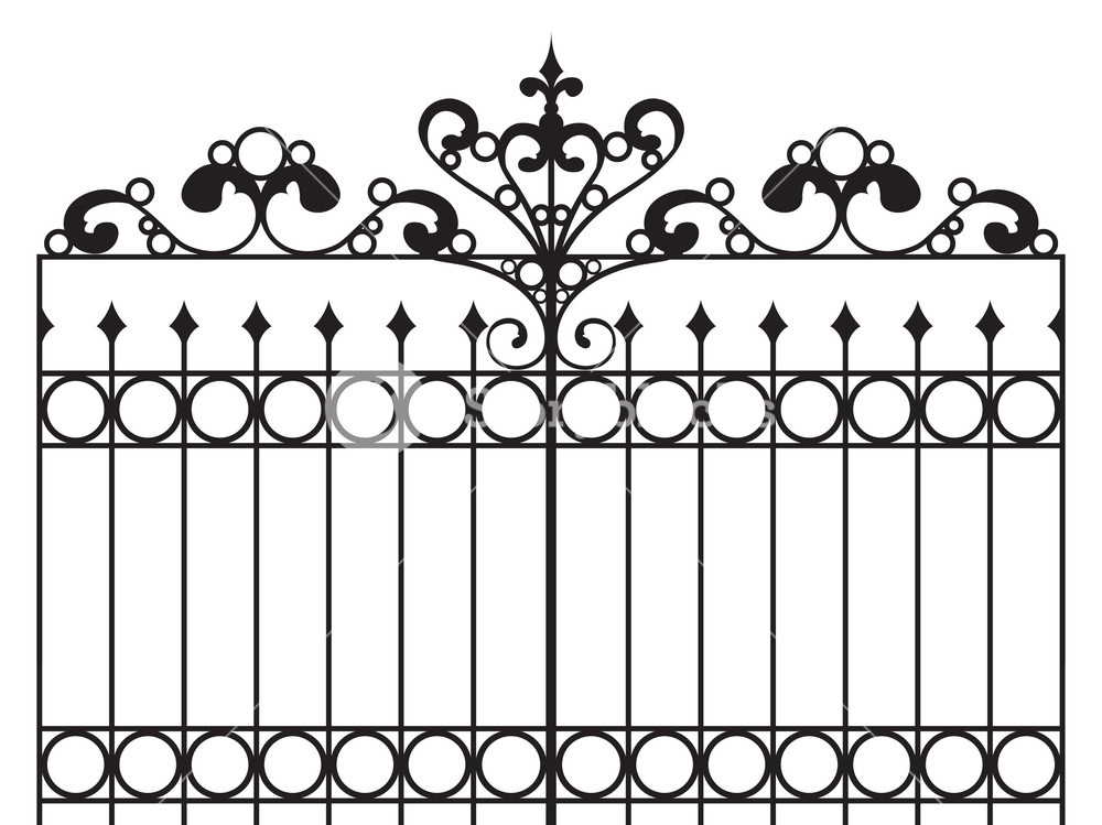 1000x749 Wrought Iron Gate Vector Illustration Royalty Free Stock Image