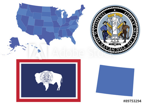 500x365 Vector Illustrator Of Wyoming State,contains High Detailed Map Of