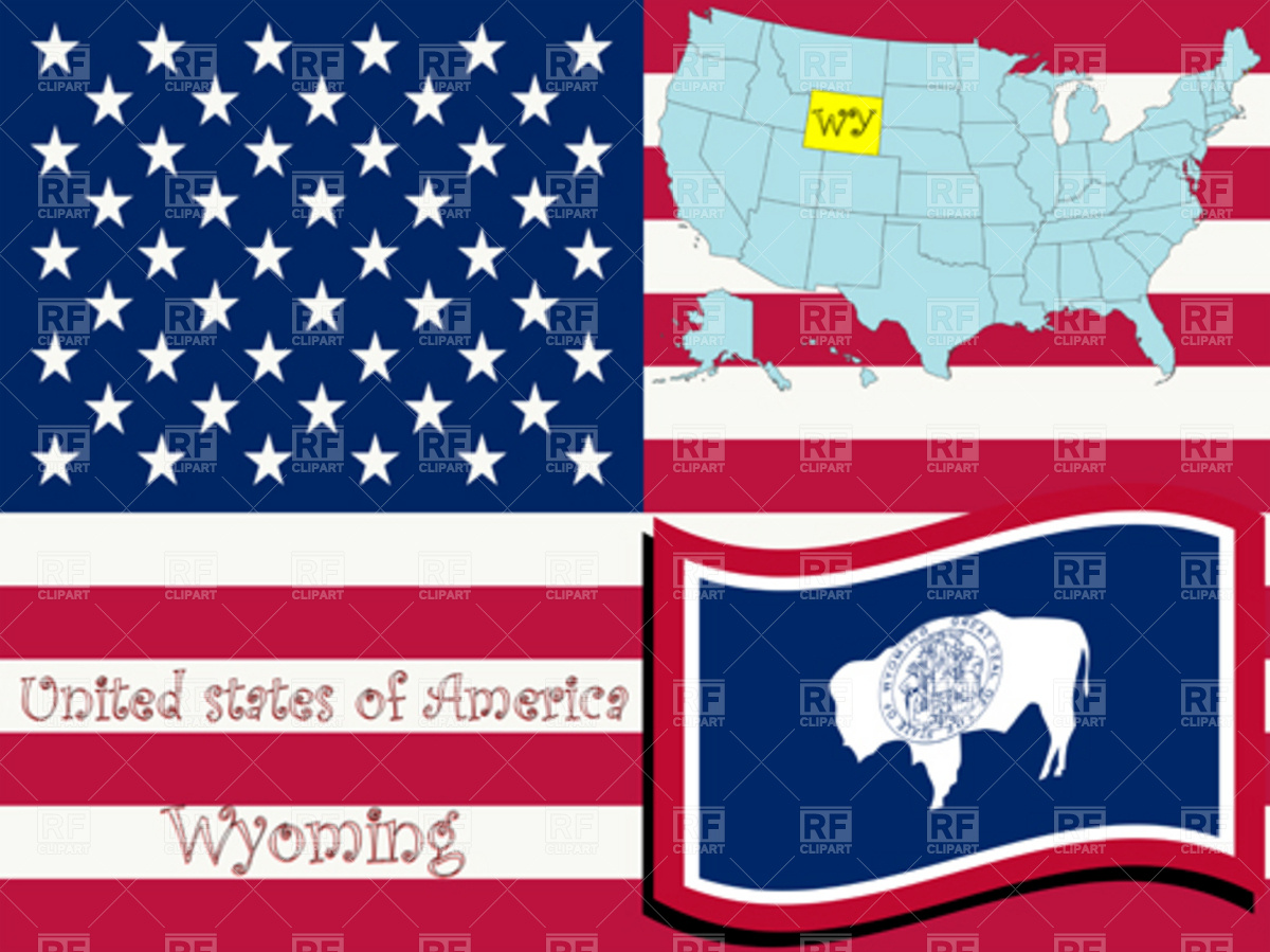 1200x899 Wyoming State Over Usa Flag And Map Vector Image Vector Artwork