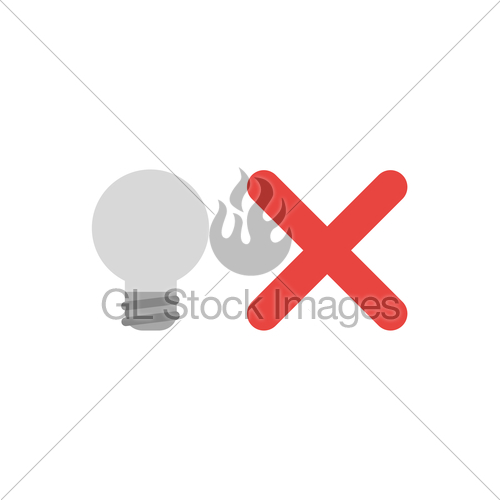 500x500 Flat Design Vector Concept Of Grey Light Bulb With X Mark Gl