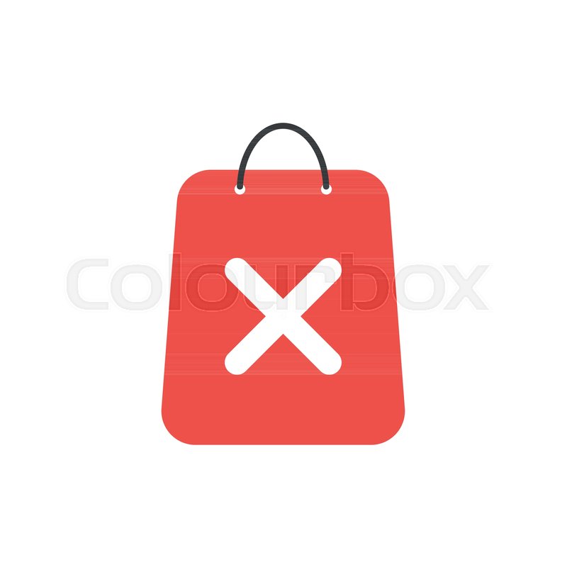 800x800 Flat Design Vector Illustration Concept Of Red Shopping Bag With X