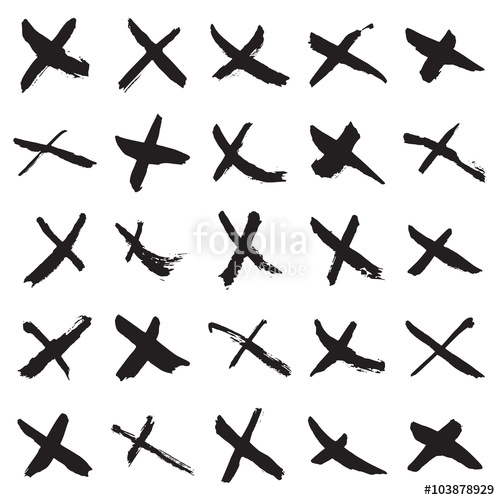 500x500 Collection Of 25 Hand Painted X Marks. Vector Illustration Stock