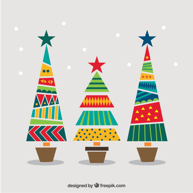 626x626 Geometric And Colorful Christmas Trees Vector Free Download