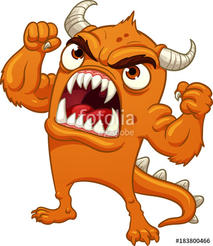 433x500 Orange Cartoon Monster Yelling. Vector Clip Art Illustration With