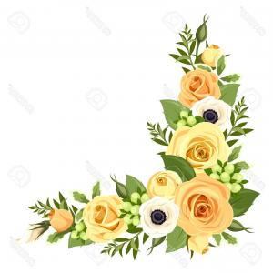 300x300 Photostock Vector Corner With Yellow Roses Vector Illustration
