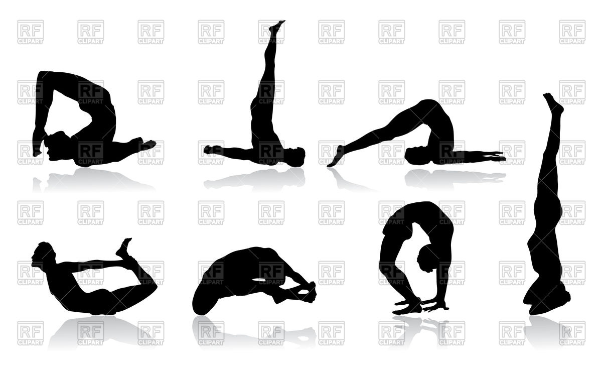 1200x739 Silhouettes Of People In Yoga Poses Vector Image Vector Artwork