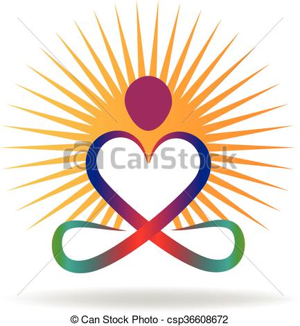 433x470 Logo Yoga Love Shape With Sun Symbol Vector Icon.