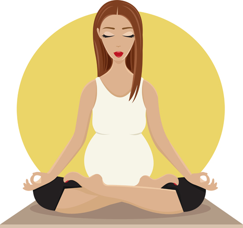 500x469 Pregnant Girl Doing Yoga Vector 03 Free Download