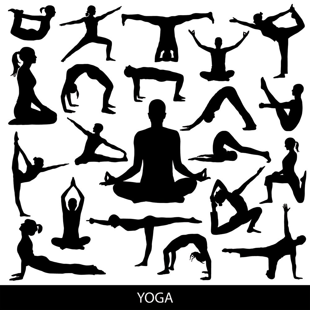 1000x1000 Free Download Vector Yoga Silhouette Poses.