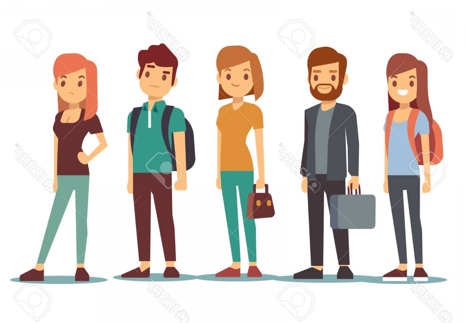 1560x1080 Photostock Vector Queue Of Young People Waiting Women And Men