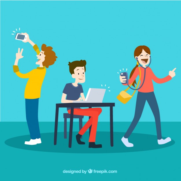626x626 Young People Using Technology Vector Free Download