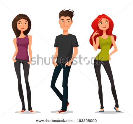 450x420 Cute Cartoon Illustration Of Young People