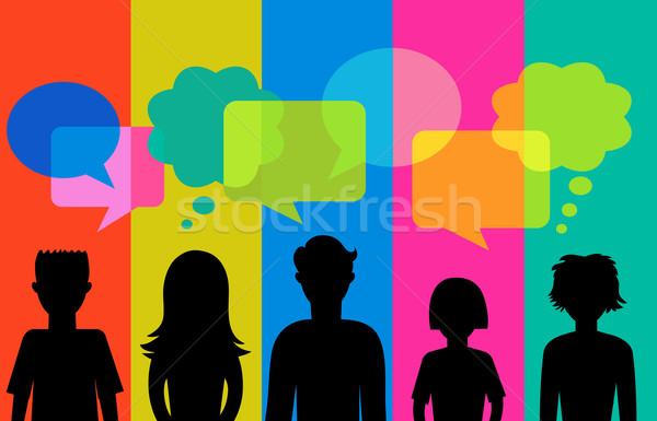 600x385 Silhouette Of Young People With Speech Bubbles Vector Illustration