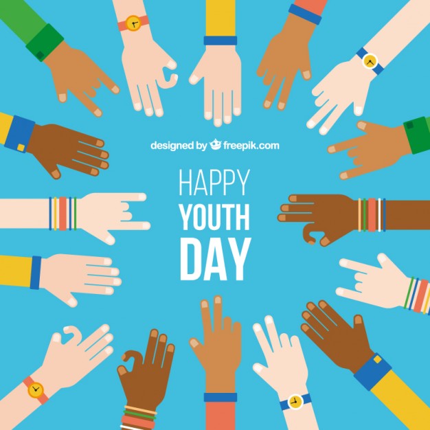 626x626 Youth Day Background With Flat Hands Vector Free Download