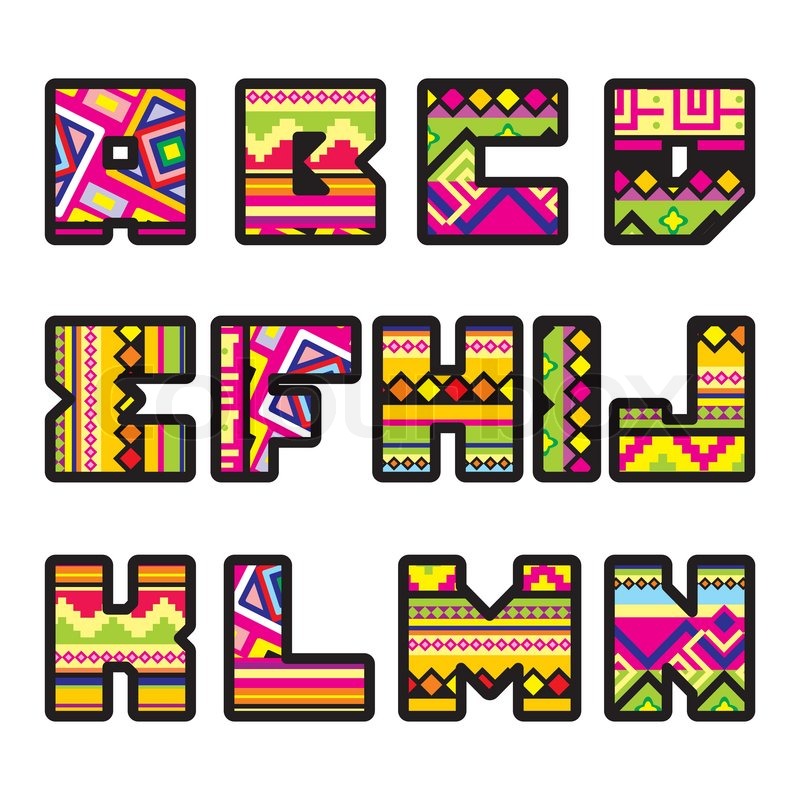 800x800 Set Of Letters With The Design Of A Mexican Style (Part 1) Stock