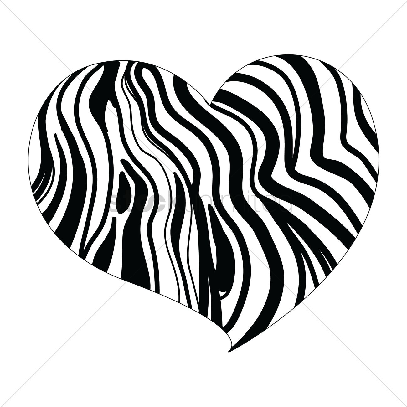 1300x1300 Heart Design With Zebra Print Vector Image