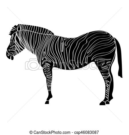 450x470 Isolated Zebra Silhouette. Isolated Silhouette Of A Zebra, Vector