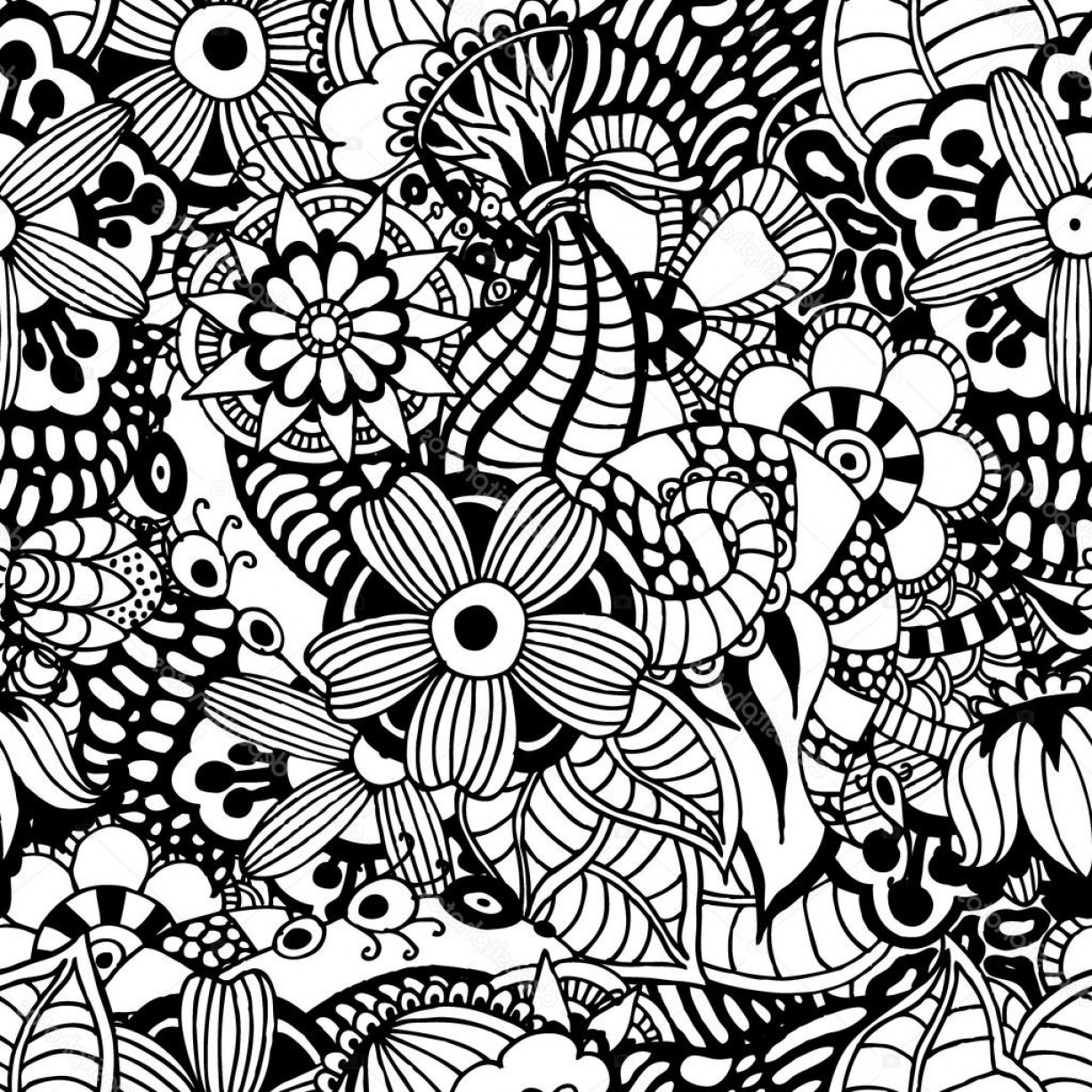 1228x1228 Stock Illustration Zentangle Vector Floral Background Createmepink